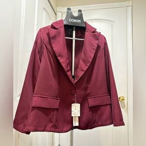 BloomChic Elegant Burgundy Women's Blazer
